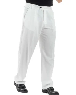 Pantaloni uomo viscosa baggy fondo ampio elastico sul retro abbottonatura allungata bianco GIOSAL-P6259A