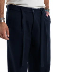Pantaloni uomo viscosa baggy fondo ampio fusciacca blu GIOSAL-P6487A