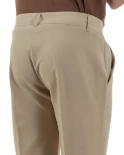 Pantaloni Uomo Viscosa Capri Classico Tasche America Pinces Beige P6226A