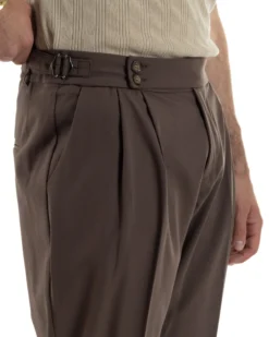 Pantaloni uomo viscosa fibbia abbottonatura allungata gurkha pants marrone BlackSunday P6496A