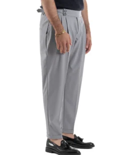 Pantaloni uomo viscosa fibbia abbottonatura allungata gurkha pants grigio BlackSunday P6497A