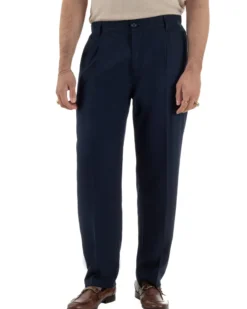 Pantaloni uomo viscosa leggero fondo largo baggy con pinces blu GIOSAL-P6470A