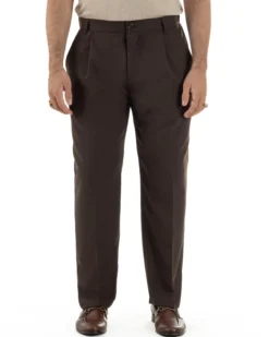 Pantaloni uomo viscosa leggero fondo largo baggy con pinces marrone GIOSAL-P6469A