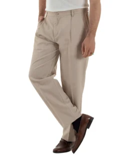 Pantaloni uomo viscosa leggero fondo largo baggy con pinces beige GIOSAL-P6472A