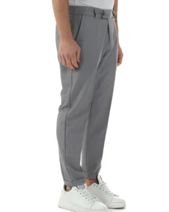 Pantaloni uomo viscosa leggera abbottonatura allungata tasche america classico grigio GIOSAL-P6250A