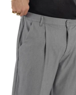 Pantaloni uomo viscosa leggero fondo largo baggy con pinces grigio GIOSAL-P6473A