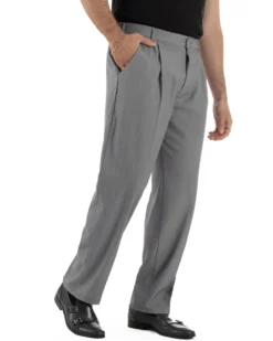 Pantaloni uomo viscosa leggero fondo largo baggy con pinces grigio GIOSAL-P6473A