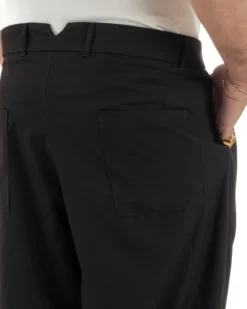Pantaloni uomo viscosa pinces barrel fit strutturato nero GIOSAL-P6477A