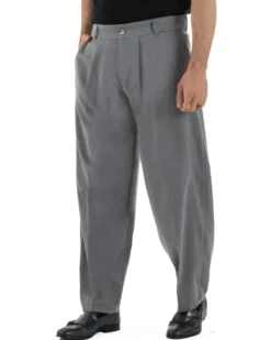Pantaloni uomo viscosa pinces barrel fit strutturato piombo GIOSAL-P6475A