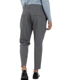 Pantaloni Uomo Viscosa Vita Alta Con Pinces Classico Casual Grigio P6372A