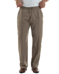 Pantaloni uomo viscosa wide leg coulisse pantalaccio nervatura beige GIOSAL-P6490A