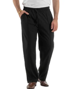Pantaloni uomo viscosa wide leg coulisse pantalaccio nervatura nero GIOSAL-P6489A