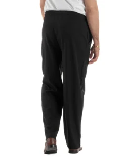 Pantaloni uomo viscosa wide leg coulisse pantalaccio nervatura nero GIOSAL-P6489A