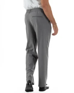 Pantaloni Viscosa Uomo Baggy Fondo Ampio Grigio P5914A
