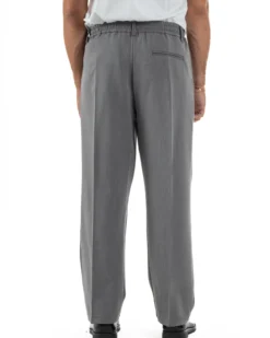 Pantaloni Viscosa Uomo Baggy Fondo Ampio Grigio P5914A