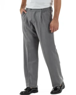 Pantaloni Viscosa Uomo Baggy Fondo Ampio Grigio P5914A