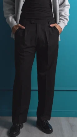 Pantaloni Viscosa Uomo Baggy Fondo Ampio Nero P5917A