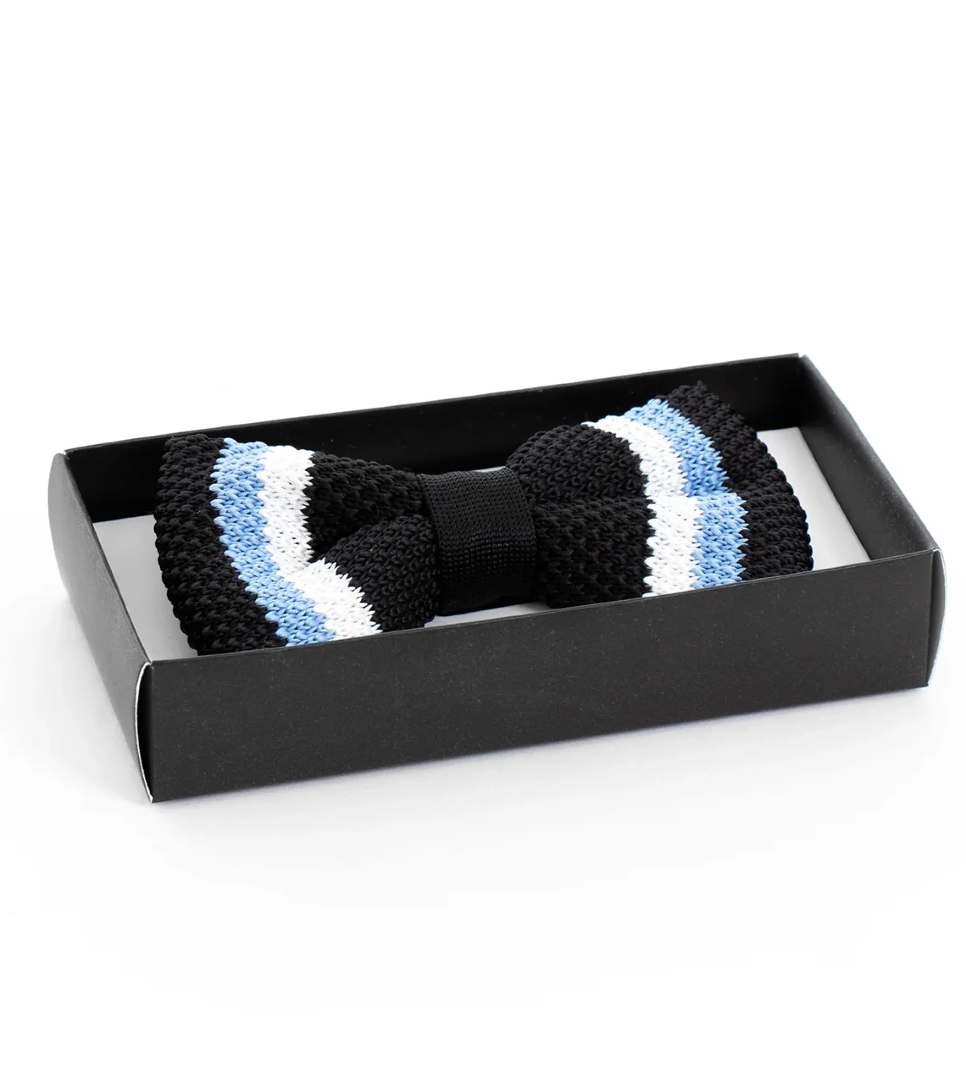 Papillon Farfalla Fiocco Uomo Unisex Accessorio Elegante Cerimonia Nero Rigato in Maglia GIOSAL-CP1092A