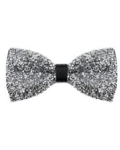 Papillon uomo unisex brillantinato cravattino elegante cerimonia argento GIOSAL-CP1168A