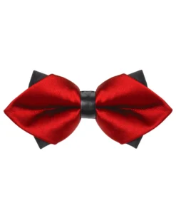 Papillon Uomo Unisex Con Punte Elegante Cerimonia Bicolore Tinta Unita Rosso GIOSAL-CP1137A