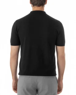 Polo uomo filo maglia colletto con zip t-shirt sottogiacca leggera nero GIOSAL-TS3211A