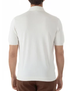 Polo uomo filo maglia colletto con zip t-shirt sottogiacca leggera bianco GIOSAL-TS3212A