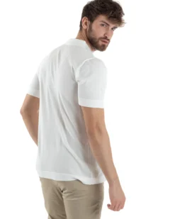Polo Uomo In Filo Cardigan Bottoni T-Shirt Con Colletto Sottogiacca Bianco TS3021A
