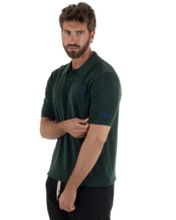 Polo uomo maglia filo leggera con ricami e colletto aperto verde SUPERCULTURE-AK6013