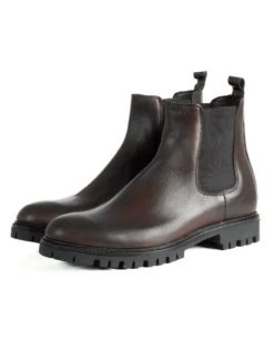 Scarpe Uomo Beatles Stivaletto Chelsea Pelle Fondo Gomma Roccia Marrone GIOSAL-S1294A
