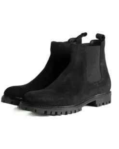 Scarpe Uomo Beatles Stivaletto Chelsea Camoscio Fondo Gomma Roccia Nero GIOSAL-S1300A