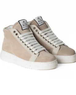 Scarpe Uomo Sneakers Alte Casual Sportive Ecopelle Camoscio Beige GIOSAL-S1242A