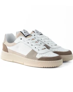 Scarpe Uomo Sneakers Bianche Ecopelle Martellata Casual Sportive Pelle Bottolato Camoscio Beige GIOSAL-S1257A