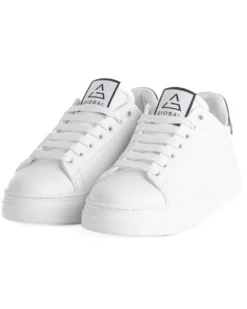 Scarpe Uomo Sneakers Bianche Ecopelle Nere Basic Casual Eleganti Sportive GIOSAL-S1186A