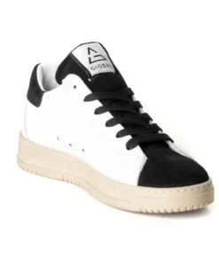 Scarpe Uomo Sneakers Bianche Casual Sportive Ecopelle Camoscio Nero GIOSAL-S1239A