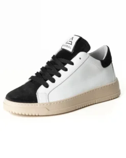 Scarpe Uomo Sneakers Bianche Casual Sportive Ecopelle Camoscio Nero GIOSAL-S1239A