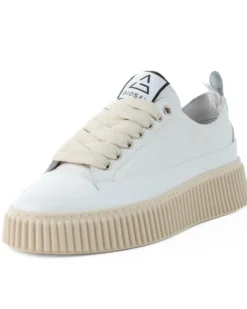 Scarpe Uomo Sneakers Bianche Ecopelle Martellata Sportive Pelle Bottolato Fondo Gomma Ampia GIOSAL-S1258A