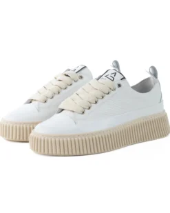 Scarpe Uomo Sneakers Bianche Ecopelle Martellata Sportive Pelle Bottolato Fondo Gomma Ampia GIOSAL-S1258A