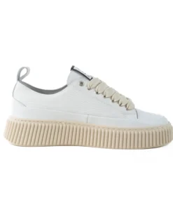 Scarpe Uomo Sneakers Bianche Ecopelle Martellata Sportive Pelle Bottolato Fondo Gomma Ampia GIOSAL-S1258A