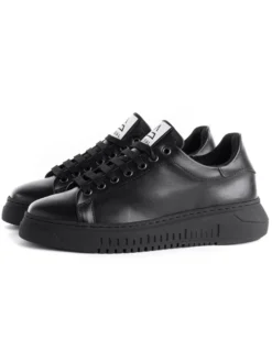 Scarpe Uomo Sneakers Ecopelle Nere Basic Casual Eleganti Sportive GIOSAL-S1187A