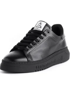 Scarpe Uomo Sneakers Ecopelle Nere Basic Casual Eleganti Sportive GIOSAL-S1187A