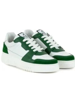 Scarpe Uomo Sneakers Ecopelle Camoscio Basic Bianco Verde Casual Sportive GIOSAL-S1221A