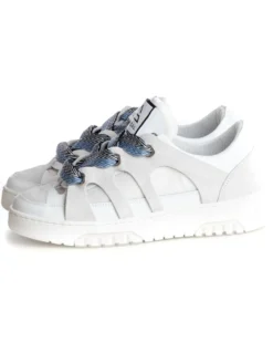 Scarpe Uomo Sneakers Ecopelle Bianco Grigio Lacci Colorati Casual Sportive GIOSAL-S1229A