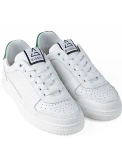 Scarpe Uomo Sneakers Ecopelle Martellata Bianche Casual Sportive Pelle Bottolato Verde GIOSAL-S1256A
