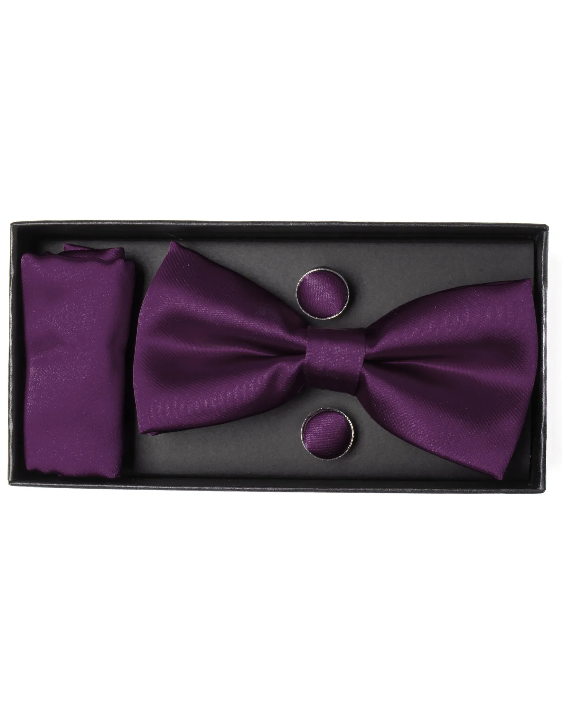 Set pochette papillon gemelli uomo unisex elegante classico cerimonia tinta unita viola GIOSAL-CP1157A