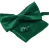 Set Pochette Papillon Gemelli Uomo Unisex Elegante Classico Cerimonia Tinta Unita Verde GIOSAL-CP1129A