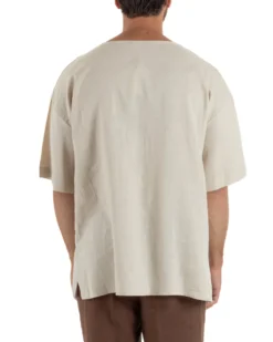 T-shirt casacca uomo lino over fit con scollo a v profondo beige GIOSAL-TS3278A