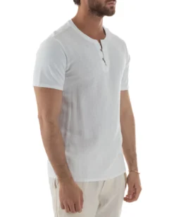 T-shirt serafino maglia cotone bottoncini bianco GIOSAL-TS3121A