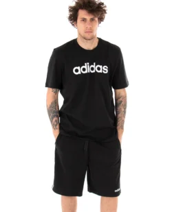T-shirt Uomo Adidas Logo Lin Tee Stampa Tinta Unita Nera Girocollo Cotone Maniche Corte GIOSAL-TS2431A