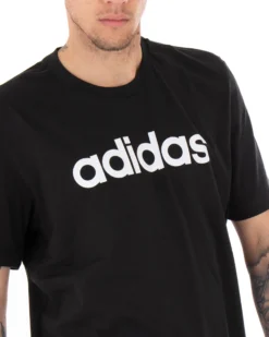 T-shirt Uomo Adidas Logo Lin Tee Stampa Tinta Unita Nera Girocollo Cotone Maniche Corte GIOSAL-TS2431A