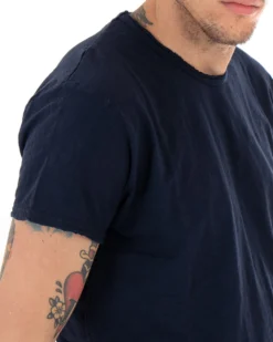 T-shirt Uomo Basic Tinta Unita Blu Girocollo Manica Corta GIOSAL-TS2949A